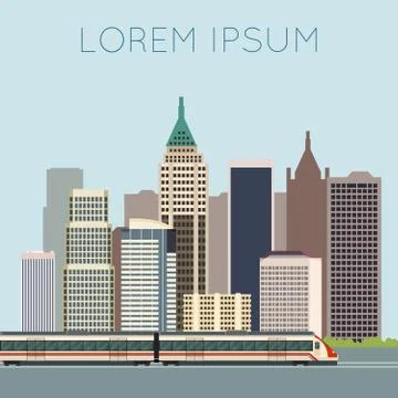 Train in city banner Stock Illustration