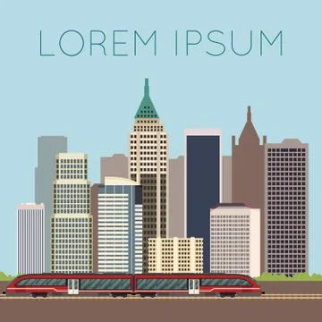 Train in city banner Stock Illustration