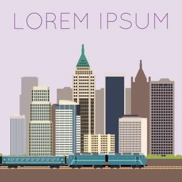 Train in city banner Stock Illustration