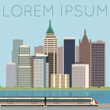 Train in city banner Stock Illustration