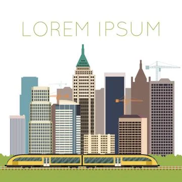 Train in city banner Stock Illustration