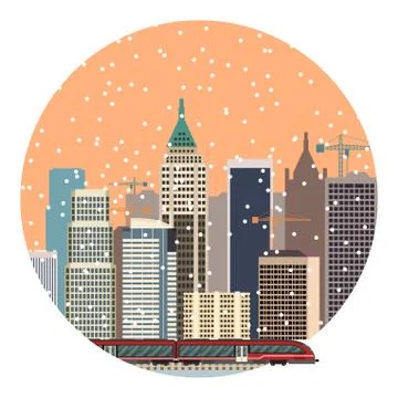 Train in city banner Stock Illustration