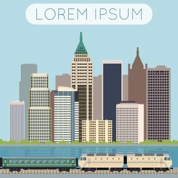 Train in city banner Stock Illustration