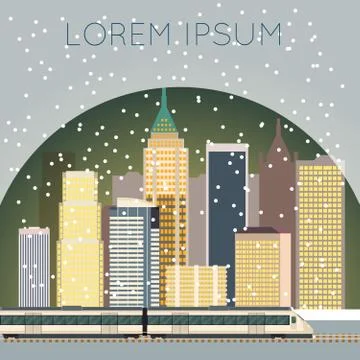 Train in city banner Stock Illustration