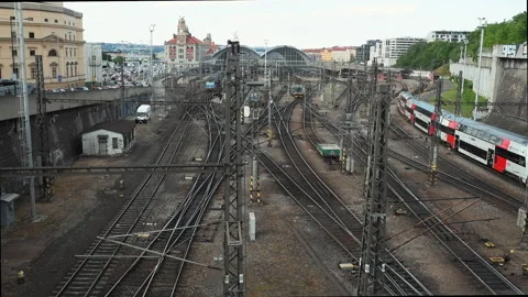 Train in the city Stock Footage 276887719