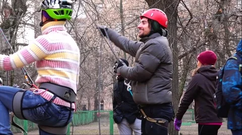 Train climbers preparing for the ascent. Motivation. Success. Stock Footage 69031402