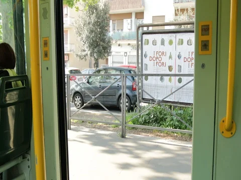 Train closes the door and walks Stock Footage 74456382