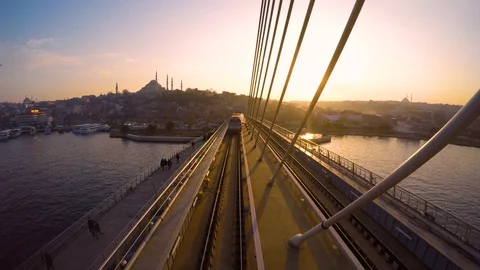 Train closing on the bridge Stock Footage 103111830