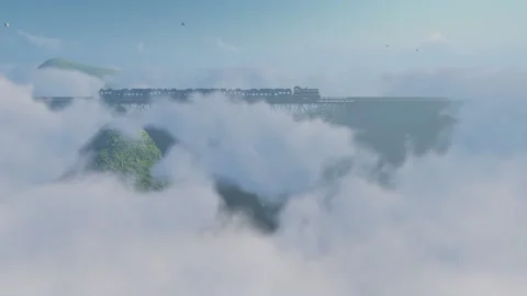 Train in the clouds above mountains Vidéo 167882612