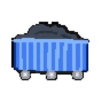 Train coal wagon pixel art vector illustration Stock Illustration