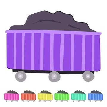Train coal wagon vector cartoon graphic Stock Illustration