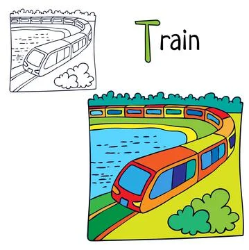 Train. Coloring book page Stock Illustration