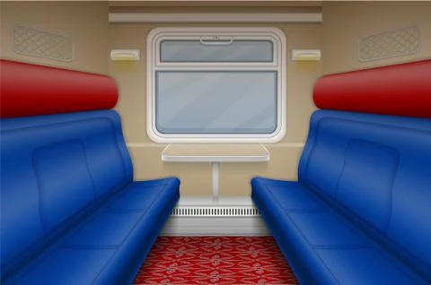 Train compartment inside view vector 스톡 일러스트