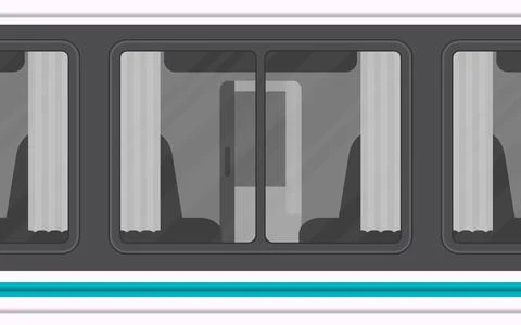 Train compartment windows. The train is shown outside. Cartoon style. Flat st Illustrazione stock