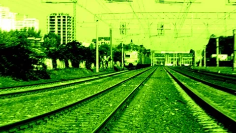 Train Composition In Lemon Color At Fast Motion Stock Footage 101786135