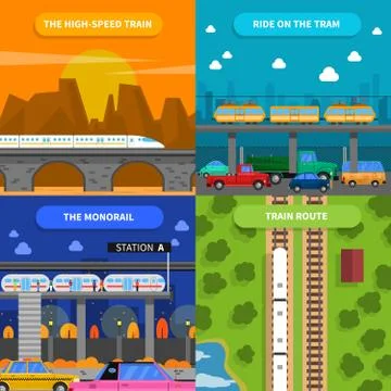 Train Concept Icons Set Stockillustratie