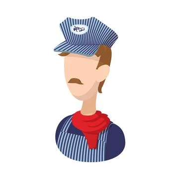 Train conductor cartoon icon Stock Illustration