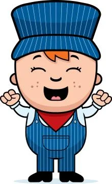 Train conductor excited Stock Illustration