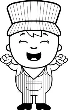 Train Conductor Excited Stockillustratie