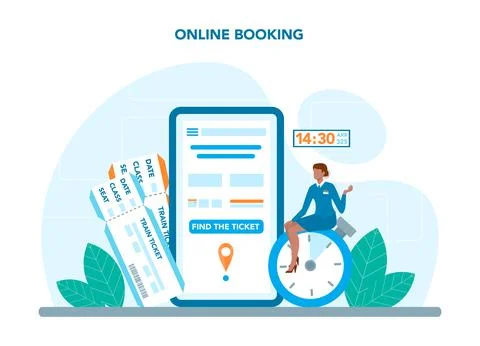 Train conductor online service or platform. Railway worker Stock Illustration
