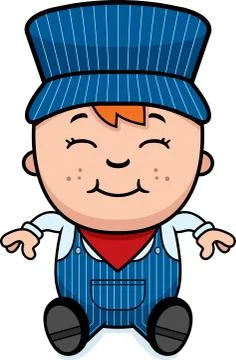Train conductor sitting Stockillustratie