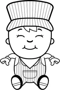 Train Conductor Sitting Stockillustratie