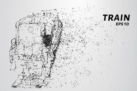 The train consists of dots and circles. Train the wind blows away particles.  Stock Illustration