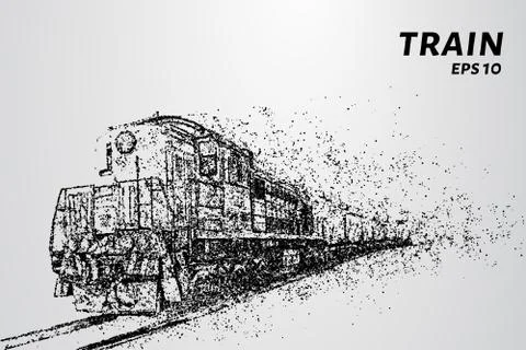 The train consists of dots and circles. Train the wind blows away particles.  Illustrazione stock