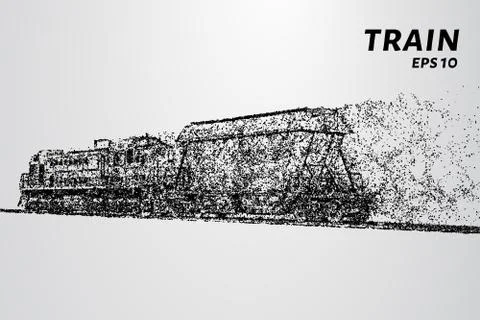 The train consists of dots and circles. Train the wind blows away particles.  Stock Illustration