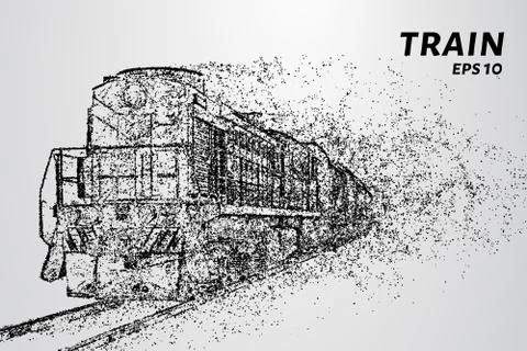 The train consists of dots and circles. Train the wind blows away particles.  Stock Illustration