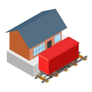 Train container icon, isometric style Stock Illustration