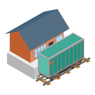 Train container icon, isometric style Stock Illustration