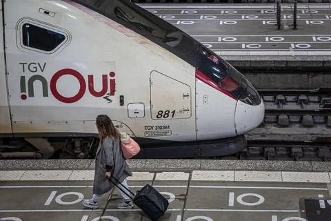 Train controllers' strike disrupts traffic during French school holidays, Paris, Stock Photos