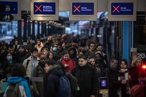 Train controllers' strike disrupts traffic during French school holidays, Paris, Stock Photos