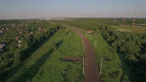 Train in the countryside, aerial view Video stock 72339161