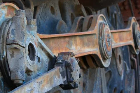 Train coupling rods  lr Stock Photos