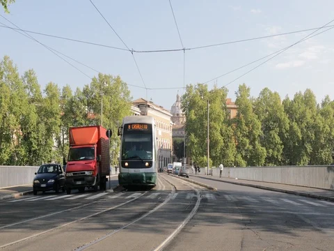 Train crosses a bridge and approaches Stock Footage 74456228