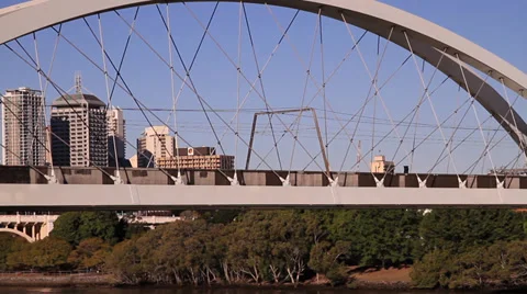 Train crosses bridge Stock Footage 39887178