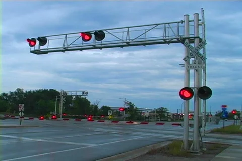 Train At Crossing 1 Stock Footage 270578