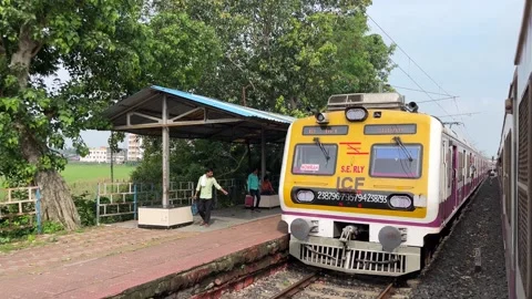 A train is crossing another train. Stock Footage 313501763