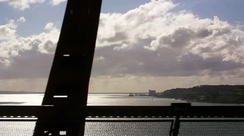 Train crossing bridge Stock Footage 11064083