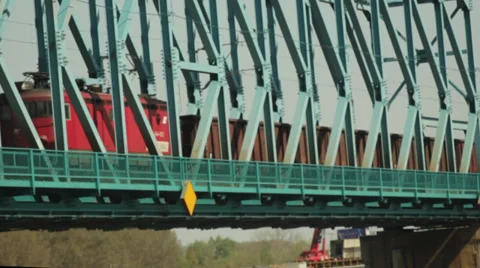 Train Crossing Bridge Stock Footage 36717816