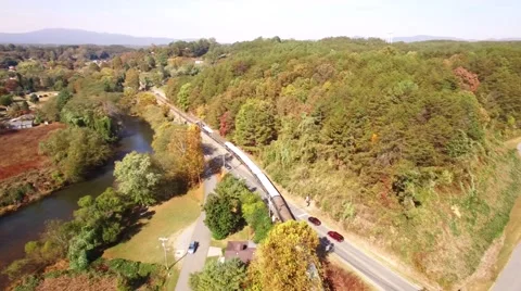  Train crossing bridge Stock Footage 69072942