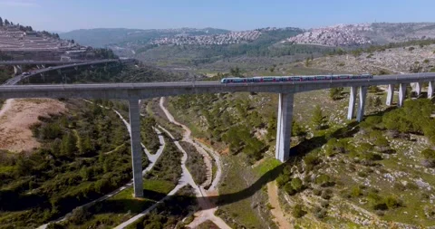 Train crossing on a bridge Stock Footage 170839335