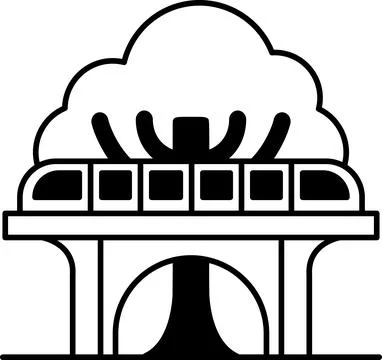 Train is crossing a bridge over a tree Ilustração Stock