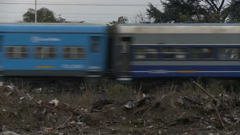 Train crossing in a dump Video stock 139283695