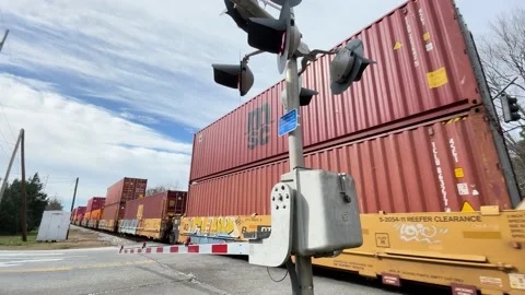 Train Crossing Intersection Stock Footage 169108069