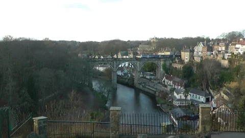 Train Crossing Nidd Viaduct 動画素材 104350277