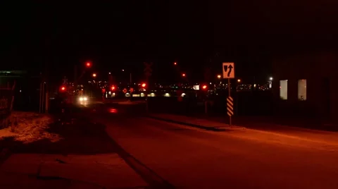 Train crossing at night Stock Footage 47870046