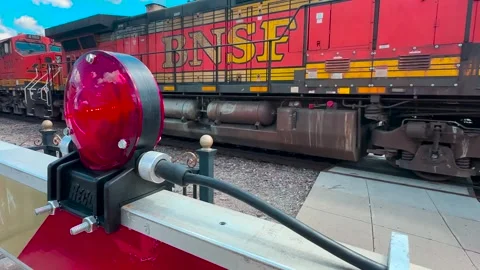 Train Crossing - Red Light on Warning Arm - Fargo, ND - July 17, 2025 Stock Footage 313848917